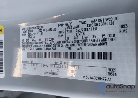 2023 Ford Bronco Big Bend из США, поврежденный, VIN 1FMDE5BH6PLB84786